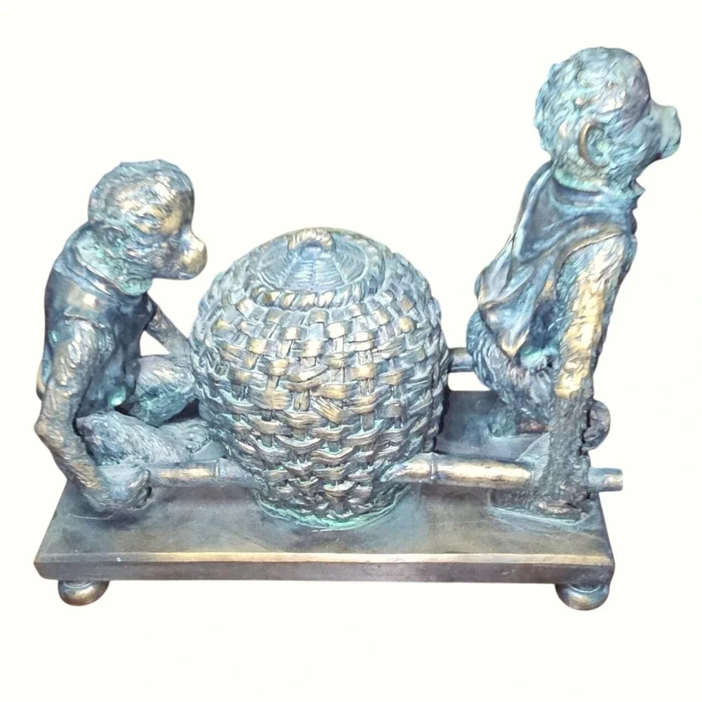 Working Monkey Mantel Clock – Vintage‎ Style Safari Animal Bronze Shelf Decor